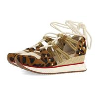 GIOSEPPO KEWASKUM Chaussures Ouvertes en Cuir léopard et Talon en Raphia, léopard, 39 EU