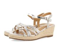 GIOSEPPO Sandales en cuir doré avec talon en jute pour femme, argent métallique, 37 EU