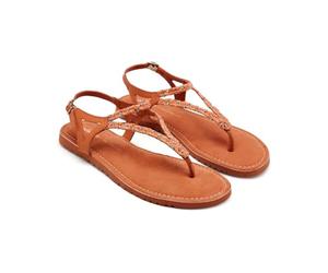 GIOSEPPO Sandales Grèces en cuir, Raphia et Brillance Limington, Brique, 37 EU