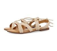 GIOSEPPO Sandales plates en cuir noir tressées à lacets pour femme darney, blanc ivoire, 36 EU