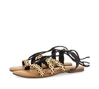 GIOSEPPO Sandales plates en cuir noir tressées à lacets pour femmes davao, Noir, 39 EU