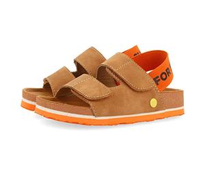 GIOSEPPO Tongs style bio couleur cuir avec détails orange et message pour enfant courgis, Cuir, 36 EU