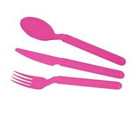 GioStyle Lot de 3 couverts en plastique alimentaire | 19 cm | Fuchsia | Fabriqué en Italie | Parfait pour les fêtes, les pique-niques, le camping | Ligne Trippy