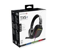 Gioteck TX5+ Casque Filaire RGB pour PS5, Xbox Series S|X, PC, Mobile - Lighting RGB - Design Plat - Suppression Passive du Bruit - Jack 3,5 mm