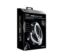 Gioteck Viper Pack - Cable Gaming HDMI PS5/Xbox Series x Premium 2.1 8K et USB C Charge Rapide, Cable Nylon de 3 mètres Connecteurs 24K - Haute Qualité - Compatible PS4/PS5/Xbox One/Series/PC - Blanc