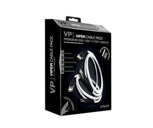 Gioteck Viper Pack - Cable Gaming HDMI PS5/Xbox Series x Premium 2.1 8K et USB C Charge Rapide, Cable Nylon de 3 mètres Connecteurs 24K - Haute Qualité - Compatible PS4/PS5/Xbox One/Series/PC - Blanc