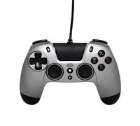 Gioteck Vx4 - Manette Compacte Pour Ps4 Avec Prise Jack 3,5 Mm - Usb Manette Filaire Pour Playstation4/Pro/Slim/Pc - Branchement Casque Gaming - Gamepad - Dual Vibration Shock - Contrôleur Titanium