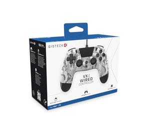 Gioteck - VX4 Manette Bleue filaire pour PS4 et PC. Contrôleur, Gamepad, Joystick Support de mouvement et de vibration. Design ergonomique. Light Camo
