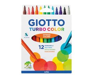 Giotto 71400 Turbo Colouring Fine Tip Pens, Box of 12, Intense Vibrant Colours
