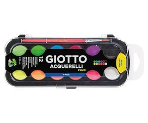 GIOTTO Acquerelli Fluo - Boîte 12 pastilles de gouache fluo + 1 pinceau