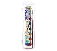 GIOTTO Acquerelli Glitter - Boîte 8 pastilles de gouache couleurs pailletées + 1 pinceau