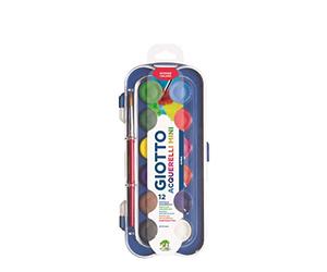 GIOTTO Acquerelli Mini - Boîte de 12 pastilles de gouache + pinceau