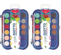 Giotto Acquerelli Mini - Boîte de 24 pastilles de gouache + pinceau (Lot de 2)