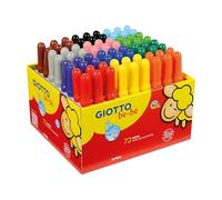 GIOTTO be-bè Feutres de coloriage, particulièrement sûr pour les enfants à partir de 2 ans - Présentoir avec 72 crayons + 3 taille-crayons.