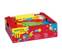GIOTTO be-bè Super Modelling Dough - Schoolpack 8 x 220g pâte à jouer + accesoires, Blanc, jaune, rouge, magenta, vert, bleu, marron, bleu foncé