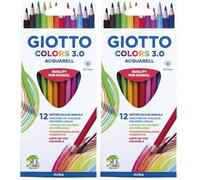 Giotto Colors 3.0 Acquarell - Etui 12 crayons de couleur (Lot de 2)