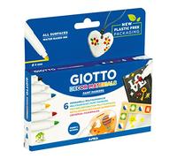 Giotto Marqueurs multi-surfaces Decor Materials – Lot de 6, pointe moyenne 4 mm, couleurs assorties