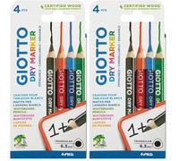 Giotto Dry Marker - Boîte de 4 crayons effaçables à sec pour ardoises et tableaux blancs (Lot de 2)