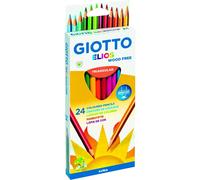 Giotto Etui De 24 Crayons De Couleur Elios Wood Free Triangulaire Mine 2,8mm