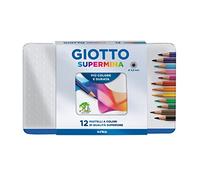 Giotto- Fila 8000825236709 Boîte Métal 12 Supermina Diamètre Mine 3,8 mm Pastels A Crayon 849 Multicolore