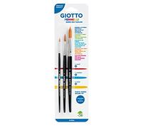 Giotto Lot de 3 pinceaux Taklon 500 Pointe Ronde Fibre synthétique, Couleur Neutre, L, 025000