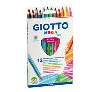 GIOTTO Mega Tri - Etui 12 crayons de couleur | Couleurs assorties, pour enfants, fêtes et écoles primaires