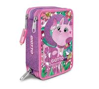 Giotto Petlovers Trousse à 3 fermetures éclair, motif chat, avec paillettes, 3 compartiments, marqueurs, crayons et accessoires inclus