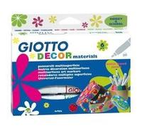Giotto Marqueurs multi-surfaces Decor Materials – Lot de 6, pointe moyenne 4 mm, couleurs assorties