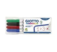 Giotto Robercolor – Pochette 4 feutres tableau blanc assortis – pointe ogive fine