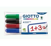 GIOTTO Robercolor - Pochette 4 feutres tableau blanc assortis - pointe ogive maxi