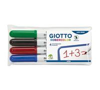 GIOTTO Robercolor - Pochette 4 feutres tableau blanc assortis - pointe ogive médium