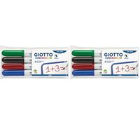 Giotto Robercolor - Pochette 4 feutres tableau blanc assortis - pointe ogive médium (Lot de 2)