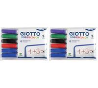 Giotto Robercolor - Pochette 6 feutres tableau blanc assortis - pointe ogive médium (Lot de 2)