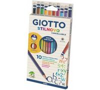 GIOTTO Stilnovo Erasable - Etui 10 crayons de couleur effaçables bout gomme + 1 taille-crayon