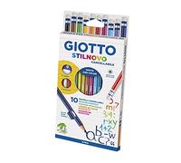GIOTTO Stilnovo Erasable - Etui 10 crayons de couleur effaçables bout gomme + 1 taille-crayon