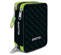 Giotto Stilnovolovers Trousse à 3 fermetures éclair, couleur noire, avec fermeture éclair verte, porte-crayons multi-compartiments
