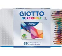 Giotto Supermina 36 Crayons de couleur Mina Extra-Large 3.8mm Boîte métal