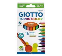 Giotto Feutres Turbo Color – pointe fine, couleurs assorties – Lot de 18 feutres