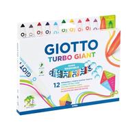Giotto Stylos-feutres Turbo Giant Multicolore – 12 feutres (dont 2 fluo) – Pointe large 7,5 mm