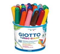 Giotto Turbo Giant Pot de 32 feutres pointe conique, 12 couleurs assorties, F42490000