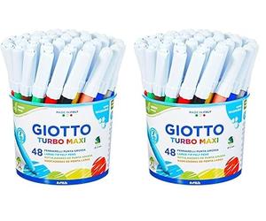 Giotto Turbo Maxi 521400 Marqueurs, Pointe Large, 5 mm, Assortiti, 48 Unité (Lot de 2)