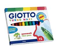 Giotto Turbo-Maxi Boîte de 12 couleurs lavables avec pointe bloquée.