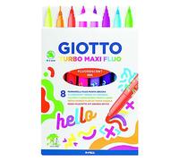 GIOTTO Turbo Maxi Fluo - Etui 8 Feutres, multicolore, 1 Unidad (Paquete de 1)