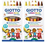 Giotto Turbo Maxi Skin Tones - Etui 6 feutres tons peau (Lot de 2)
