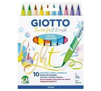 GIOTTO Turbo Soft Brush Pastel - Etui 10 Feutres | Pointe souple, soluble dans l'eau, lettrage, pour enfants, fêtes et écoles primaires