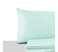 Giovanni Dolcinotti - Lot de 2 taies d'oreiller pour lit Double et Simple, 50 x 70 cm, 100% Coton, fabriqué en Italie, Couleur Eau
