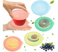 GIOVARA Silicone Fruit Storage Box 4 Pièces Boîtes de Rangement Réutilisables en Silicone, Conteneurs de Conservation pour Foronion, Citron, Avocat, Tomate, Légumes (Bleu)