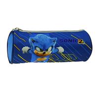 GIOVAS Trousse Sonic El Hérisson Porte-Tout Cylindrique 21cm Trousse à Crayons et stylos avec Fermeture éclair Trousse Sonic Scolaire, Bleu, Talla única, Trousse Scolaire