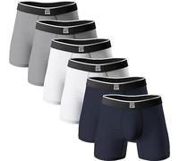 Giovici Boxers pour hommes en bambou anti-frottement doux et confortables - Caleçons plus longs - Lot de boxers - Technologie d’évacuation de l’humidité, M