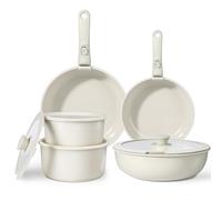 GiPP Set de Casseroles et Poêles en Antiadhésif - 11 Pièces avec Poignées Détachables, Sans Produits Toxiques, Compatible Induction, Four et Lave-vaisselle（Blanc 11 Pièces）